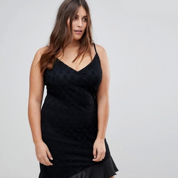 NWT Polka Dot Asymmetric Frill Hem Dress - Picture 2 of 4